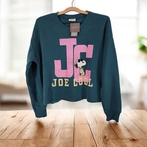 Peanuts Teal Sweatshirt with Pink Accents